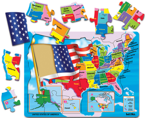 USA Map - Playplus+ Wooden Jigsaw Puzzles and Toys for Kids